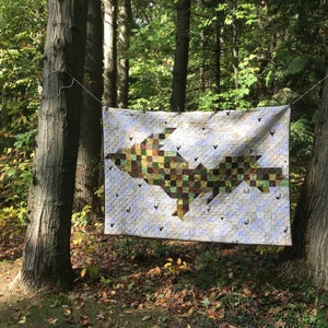 CUSTOM QUILT - Michigan UP Quilt - A Pixelated Michigan Quilt - State of Michigan - Upper Peninsula
