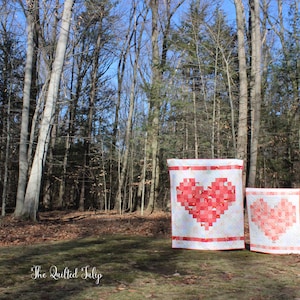 PDF Pattern Double the Love: A Pixelated Heart Quilt by The Quilted Tulip 2 sizes Heart Valentine's Day Love Baby Wedding Gift image 2