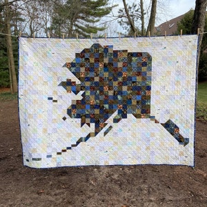 Alaska - PDF PATTERN - A Pixelated Quilt -  Alaska State Quilt Anchorage Denali Homer