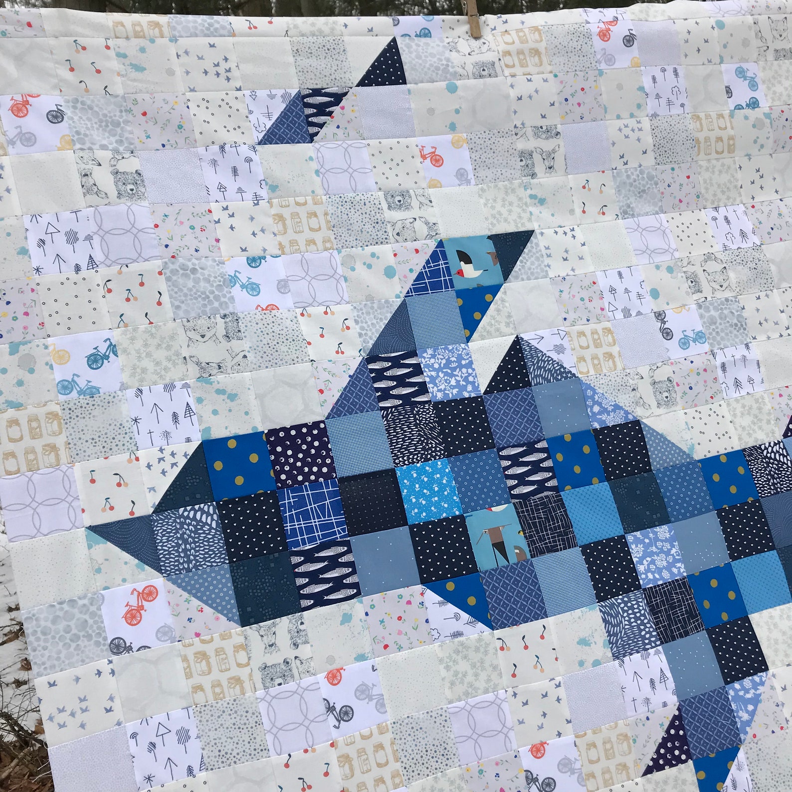 Paper Pattern Michigan A Pixelated Quilt Great Lakes Etsy
