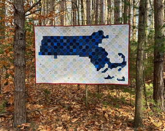 PDF Pattern - Massachusetts - A Pixelated Commonwealth State Quilt - Boston Cape Cod Springfield Worcester Salem Cambridge Plymouth Amherst