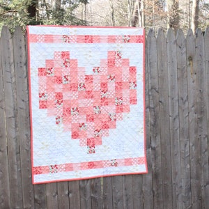 PDF Pattern Double the Love: A Pixelated Heart Quilt by The Quilted Tulip 2 sizes Heart Valentine's Day Love Baby Wedding Gift image 4