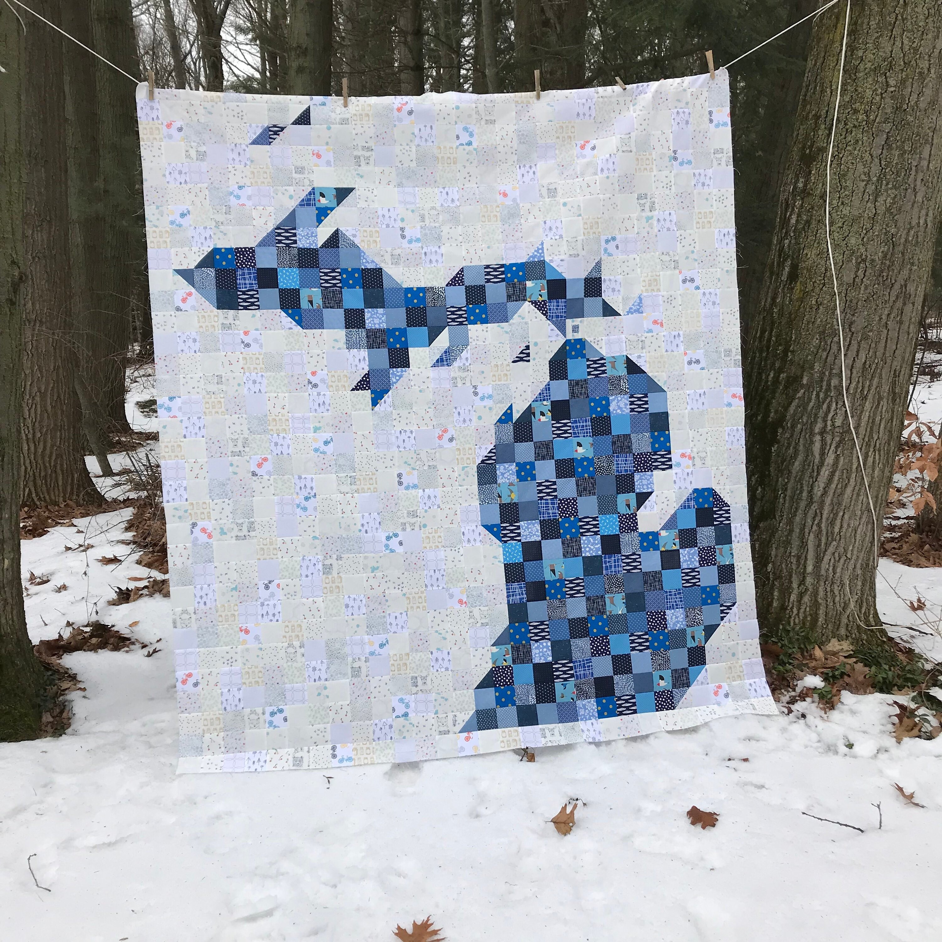 Paper Pattern Michigan A Pixelated Quilt Great Lakes Etsy