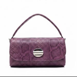 Genuine Python Leather Bag in LILAC color Entirely Handmade in Italy Purple velvet interior Made in Italy handmade