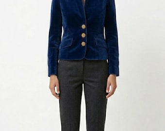 Velvet Blazer for Women, Elegant Tailored Velvet Jacket, Formal Party Blazer, Luxury Womens Blazer, Vintage Jacket, Smart Casual Outerwear