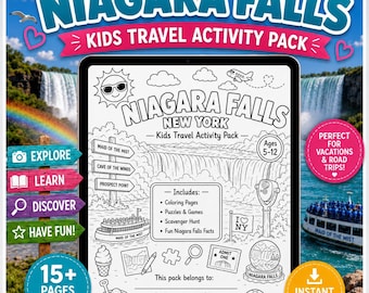 Niagara Falls Kids Activity Pack | Printable Vacation Games, Coloring Pages (Digital Download)