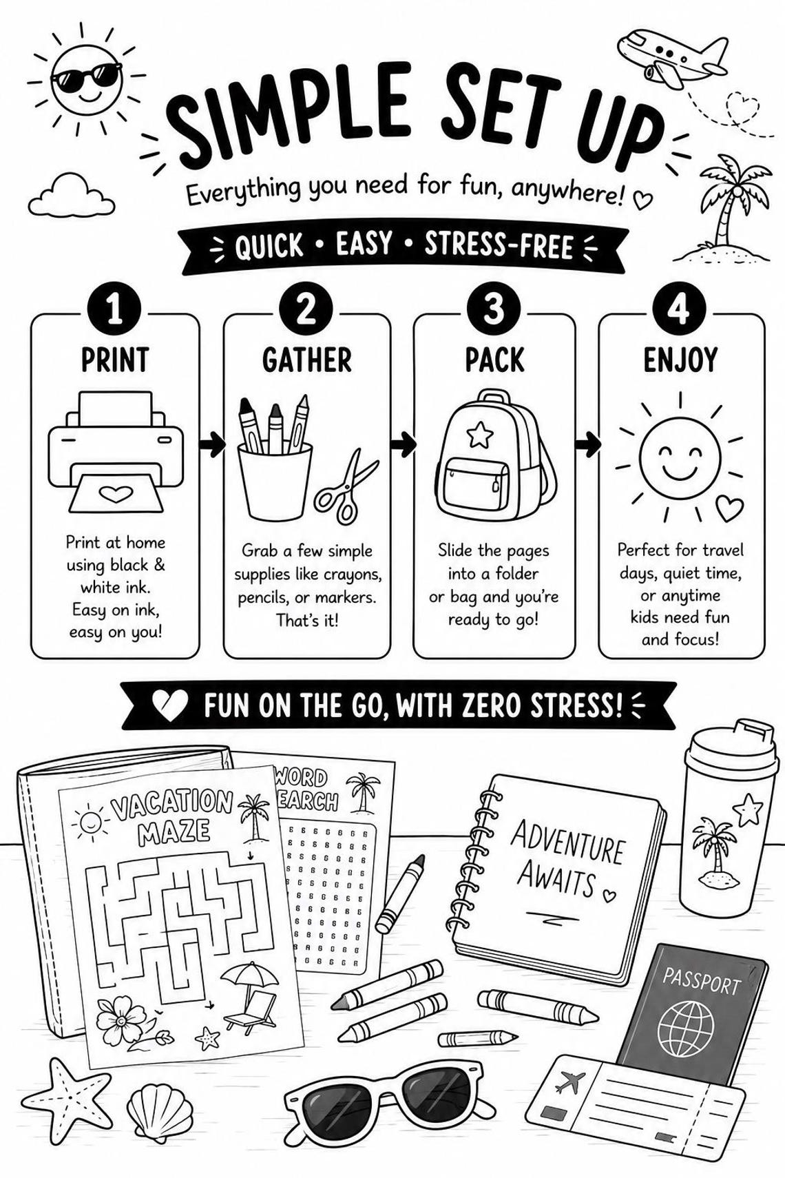 Beach Day Activity Pack for Kids | Printable Summer Fun Pack Ages 3-12 ...