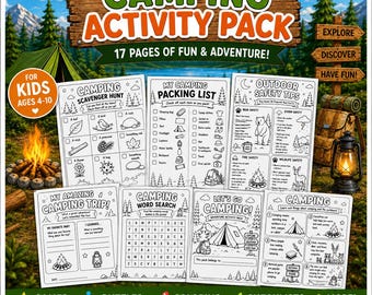 Camping Activity Pack for Kids Printable | Camping Games, Coloring Pages, Scavenger Hunt & Worksheets PDF