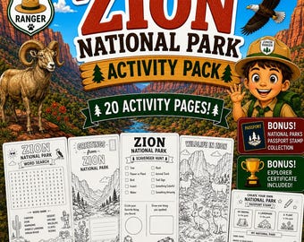 Zion National Park Kids Activity Pack | Junior Ranger Travel Games (Digital Download)