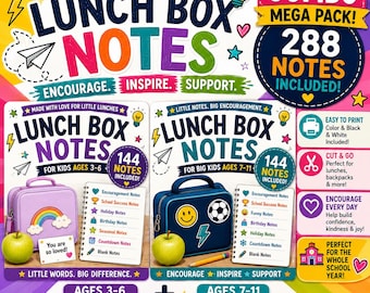 288 Printable Lunch Box Notes – Encouragement, Funny, Birthday, Seasonal (Ages 3-11)