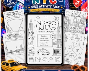 NYC Kids Activity Pack | Travel Games, Coloring Pages, Scavenger Hunt (Digital Download)