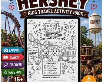 Hershey Pennsylvania Kids Activity Pack | Road Trip Games, Puzzles (Digital Download)
