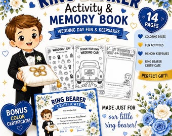 Ring Bearer Activity Book | Wedding Coloring Memory Keepsake (Digital Download)