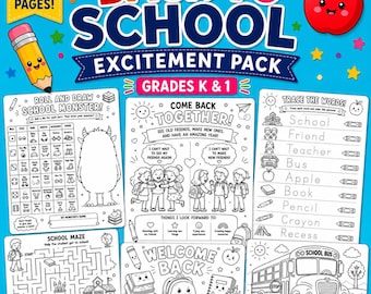 Kindergarten 1st Grade Back to School Activities Pack (Digital Download)