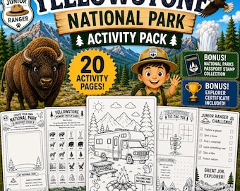 Yellowstone National Park Kids Activity Pack | Junior Ranger Travel Games (PDF)