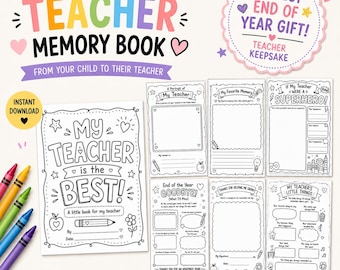 Teacher Memory Book | End of Year Keepsake Activity Pages (Digital Download)