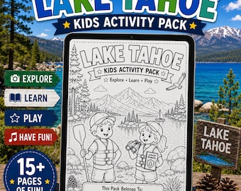 Lake Tahoe Kids Activity Pack | Printable Travel Games, Coloring Pages (Digital Download)