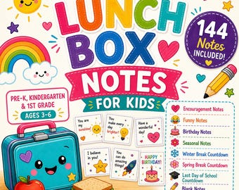 144 Printable Lunch Box Notes for Kids Ages 3-6 (Digital Download)