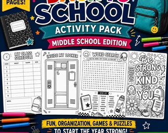 Back to School Activity Pack Middle School Edition | First Day Printable Worksheets (Digital Download)
