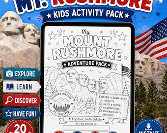 Mount Rushmore Kids Activity Pack | South Dakota Road Trip Games (PDF)