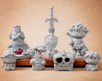 Zelda Inspired 7-Piece Set Figurine Phone Stand Candle Holder Gamer Gift