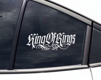 Kungarnas kung dekal | Kristen bilklistermärke | Gotisk tro vinyl | Jesus klistermärke | Vattentät bilfönsterdekal | Andlig dekor | Kristen