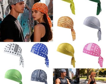 Unisex Moisture-Wicking Bandana Cap, Stretch Pirate Hat, Quick-Dry, Patterned for Cycling, Running, Hiking & Outdoor Sports