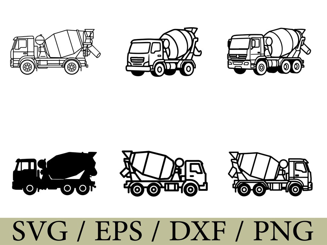 Cement Mixture Truck Icon in Silhouette. - Etsy