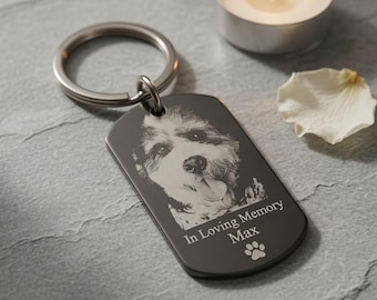 Minimalist Memorial Dog Tag Keychain Custom Name Date Engraved Black Aluminum Loss Keepsake Gift Personalized Tribute keychains