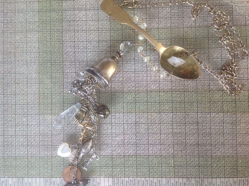 Recycled upcycled vintage necklace assamblage art