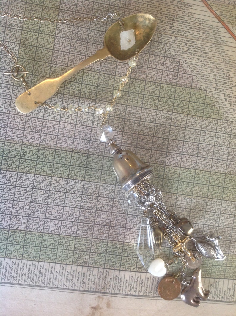 Recycled upcycled vintage necklace assamblage art