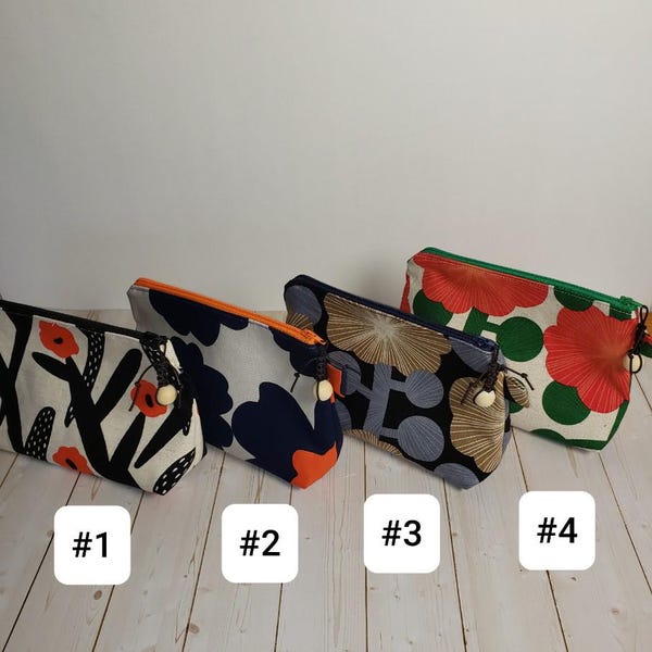 Japanese Cotton Linen Zipper Pouch/Handmade Cosmetic Pouch