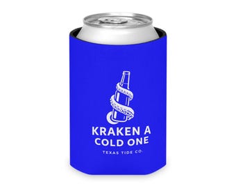 Chłodziarka do puszek Kraken a Cold One | Ilustracja ośmiornicy z butelki piwa
