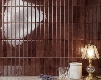 Burgunderrote 3D Schale und Stick Aufhängung, wasserfeste Vinyl-Wandfliesen
