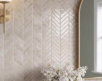 Oatmeal Cream 3D Peel and Stick Wandfliese, wasserdichte Chevron-Fliese