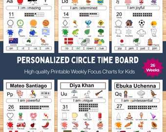 GEPERSONALISEERD Circle-tijdbord | 2-6 jaar oud | Peuteractiviteiten | Thuisonderwijslessen voor kleuters | Wekelijkse focustabel kleuterschool
