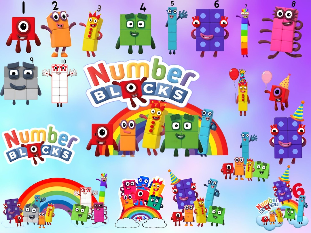 Number Blocks Cake Topper PNG Bundle | Kids Birthday Party Decor ...
