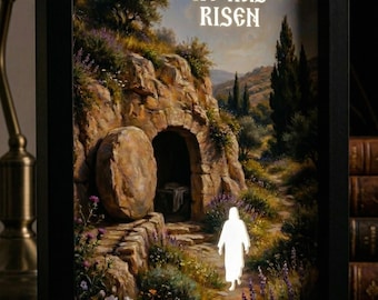 He Has Risen Night Light - Jesus Empty Tomb LED Lamp - Christian Gift for Easter - Religious Home Decor