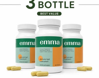 3 bottle Emma Daily Gut Support Capsules for Digestive Balance & Bloating Relief