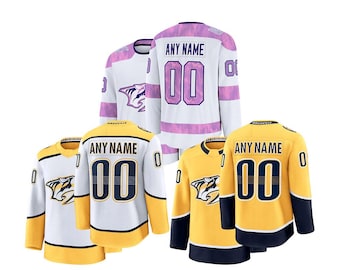 Custom Nashville Predators hockeyjersey, shirt gepersonaliseerd naamnummer, gestikte fankleding, herenmaat, shirt fanatici