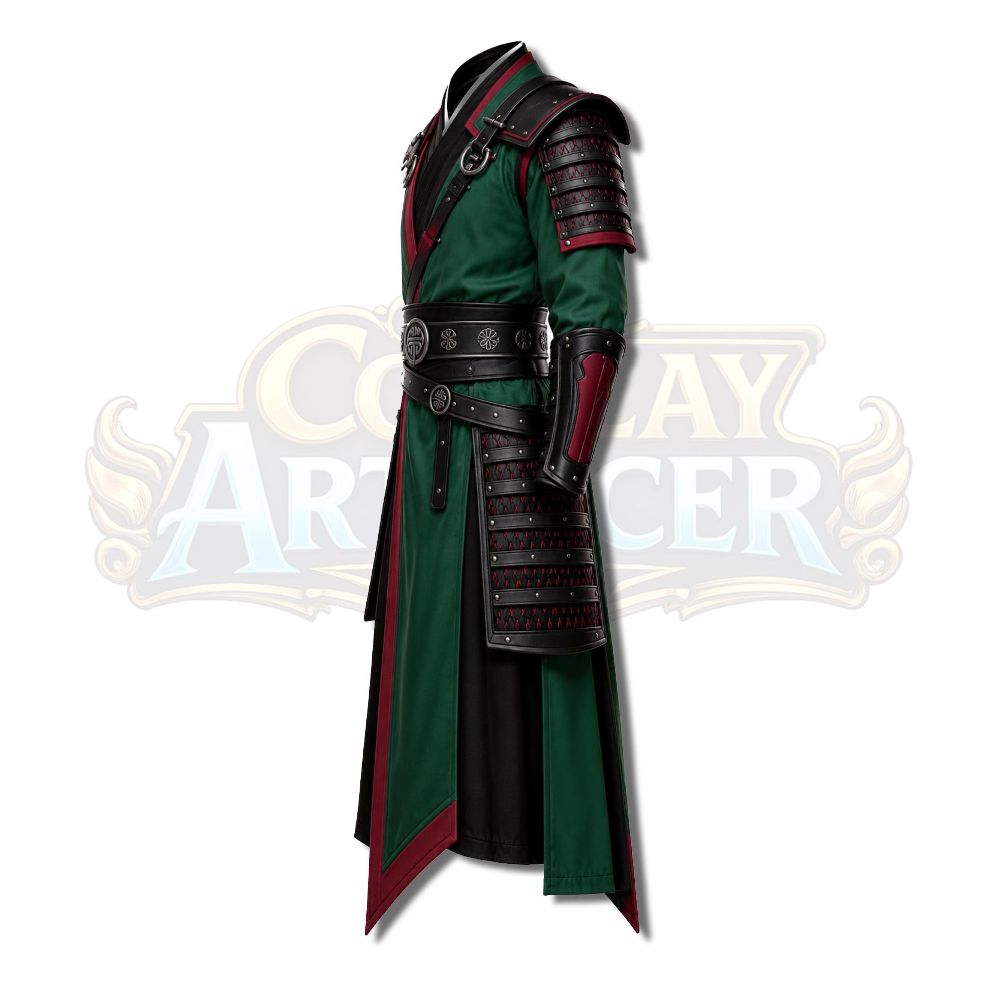 Green Samurai Armor Medieval Robe Ronin Fantasy Japanese Warrior Outfit ...