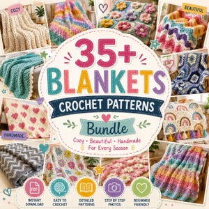 Crochet Blanket Patterns Bundle, Afghan & Throw Crochet Patterns PDF, Cozy Blanket Designs, Digital Download