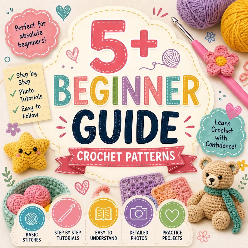Learn to Crochet PDF Guide Bundle for Beginners, Learn How to Crochet ...