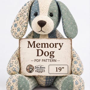 Patrón de costura en PDF para peluche conmemorativo de perro de 48 cm | Peluche conmemorativo de mascota | Recuerdo de perro sentado hecho con retazos de ropa | Regalo de condolencia | Archivo de descarga instantánea