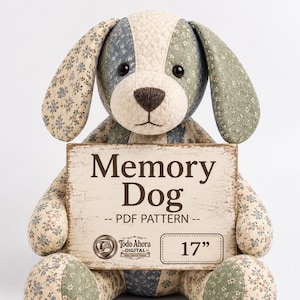 Patrón de costura en PDF para peluche conmemorativo de perro de 43 cm | Peluche conmemorativo para mascotas | Recuerdo de perro sentado hecho con tela | Regalo de condolencia | Archivo de descarga instantánea