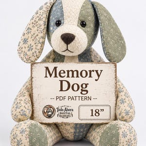 Patrón de costura en PDF para peluche conmemorativo de perro de 45 cm | Peluche conmemorativo de mascota | Recuerdo de perro sentado hecho con tela | Regalo de condolencia | Archivo de descarga instantánea
