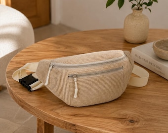 Riñonera de pana – Riñonera suave de estilo vintage, bolso bandolera moderno, bolsa ligera para el teléfono móvil de uso diario.