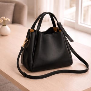 Bolso tipo cubo retro – Bolso bandolera de piel sintética suave, bolso de mano minimalista.