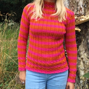 Cable and Rib Striped Sweater Knitting Pattern (PDF File)