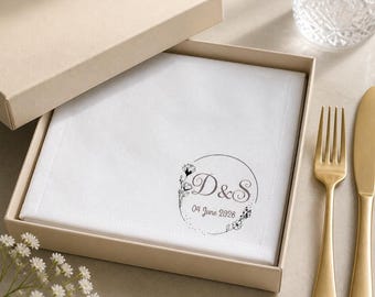 Monogramservet, gepersonaliseerd bruiloftsservet | Zilver